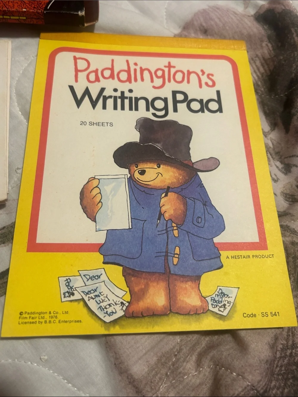 Rare Vintage Paddington's writing set with paper suitcase collectible 1976
